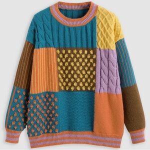 Women's Grandma Quilted Patchwork Artsy Sweater